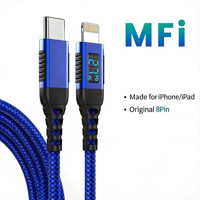 LAIHONEN USB-C auf Lightning Kabel, 27W Schnellladekabel für iPhone und iPad, MFi-zertifiziert, Blau, Länge: 1,8 m - Bild 1