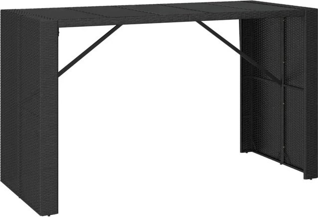 vidaXL Bartisch aus Poly Rattan mit Glasplatte in Schwarz, B/T/H: 185 x 80 x 110 cm - Bild 1