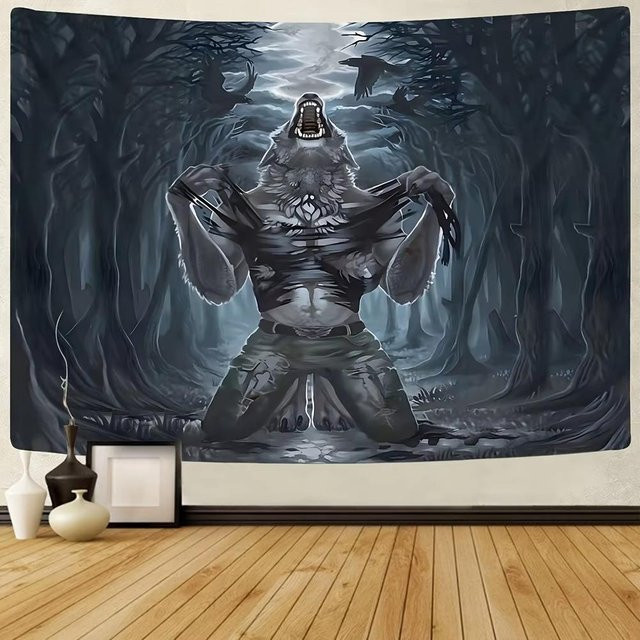 Gothic Wandteppich Dunkler Werwolf Wandbehang von JMG Household Supplies, Mehrfarbig, B x H: 40 x 60 cm - Bild 1