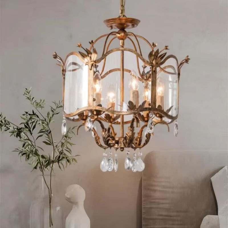 JIANKEXING Retro-Kristall-Pendelleuchte in Gold/Messing mit warmweißem LED-Licht für Wohnzimmer, Schlafzimmer und Küche - Bild 2