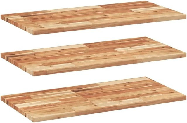 vidaXL Schweberegale Set aus 3 Stück aus Massivholz Akazie, braun, Ölbehandelt, B/T/H: 60 x 40 x 2 cm - Bild 1