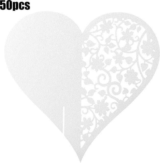 50 Stück CosyHome Herzform Hohl Namensschilder in Weiß für deine Hochzeit und Tischdekoration - Bild 1