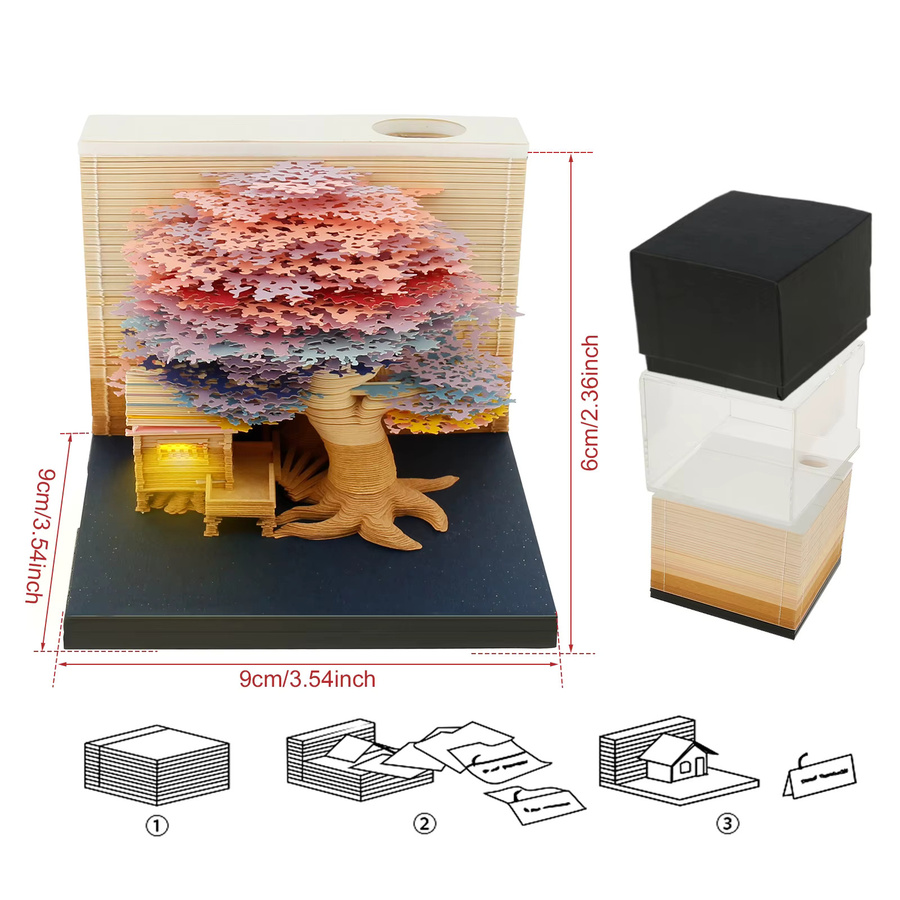 3D-Notizblock mit LED-Licht und 2024 Kalender zum Papier schnitzen in Multicolour - Bild 2