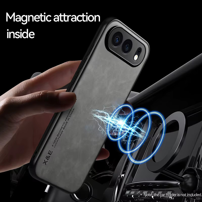 EUCAGR Handyhülle aus PU-Leder für Honor 500 Pro, Honor 500 Smart und Honor 600 Lite in Grau mit magnetischer stoßfester Rückseite und Metallplatte - Bild 4