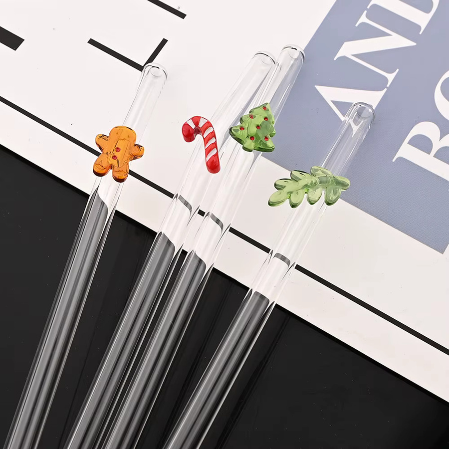 Wiederverwendbare Trinkhalme aus Borosilikatglas von uniturcky, gebogenes Stroh-Set mit Reinigungsbürste, transparent, ideal für Milchshake, Kaffee und Cocktails - Bild 1