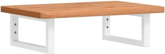 vidaXL Waschbeckenregal zur Wandmontage aus Stahl und Massivholz Buche in Dunkelbraun-weiß - Bild 1