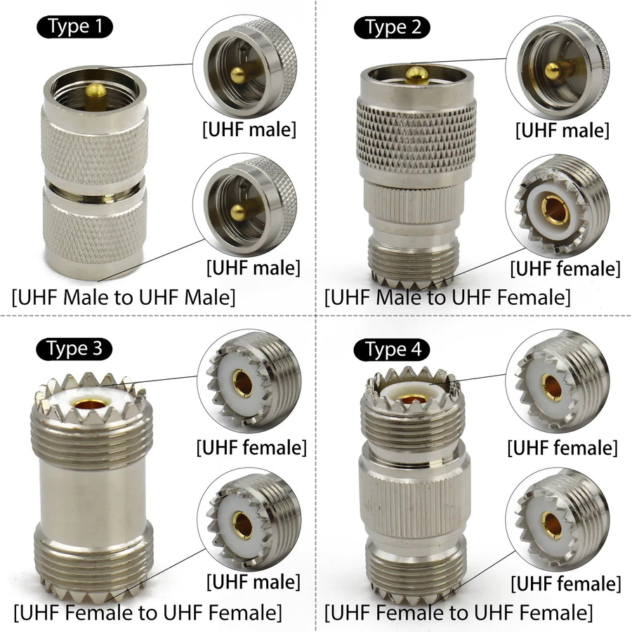 MEYNOOE UHF auf UHF RF Koaxial Adapter PL259 auf SO239 Stecker und Buchse, Gerade, Kupfer, Silber - Bild 2