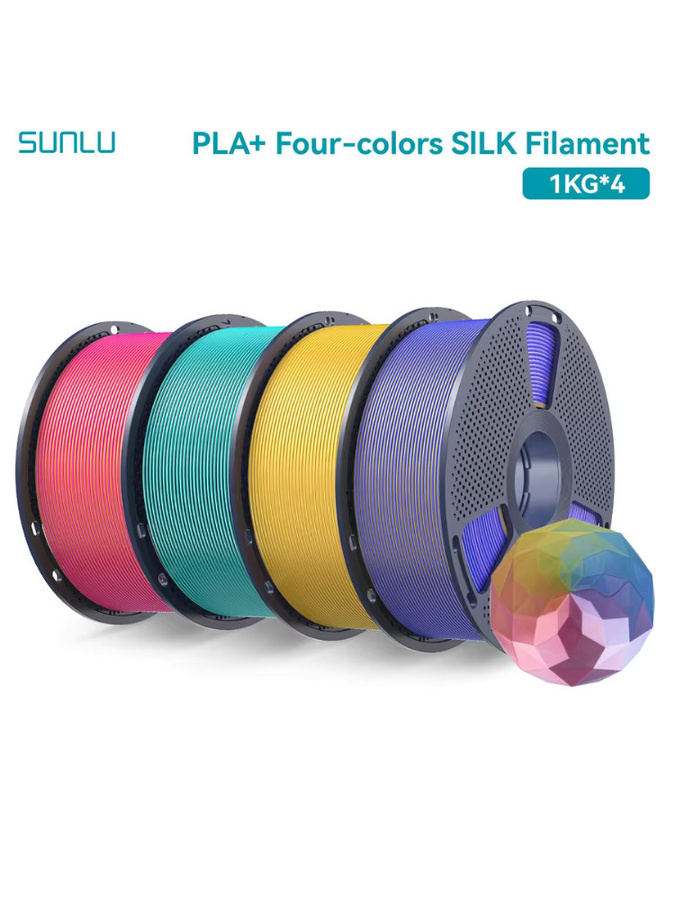 SUNLU Seiden-3D-Drucker Filament Multicolor, 1,75 mm, 4 Rollen à 1 kg (Gesamtgewicht 4 kg) - Bild 3