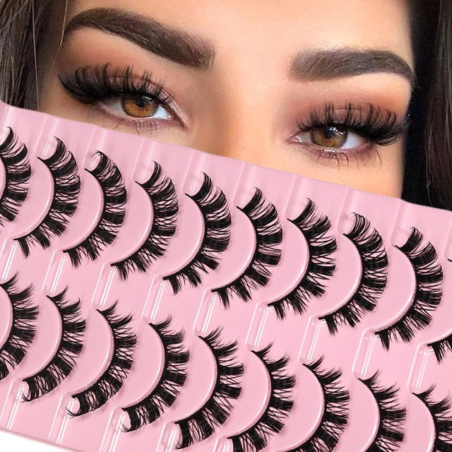 JIEFUXIN DD Curl Russian Strip Lashes, 10 Paar, Kunstwimpern - Bild 1