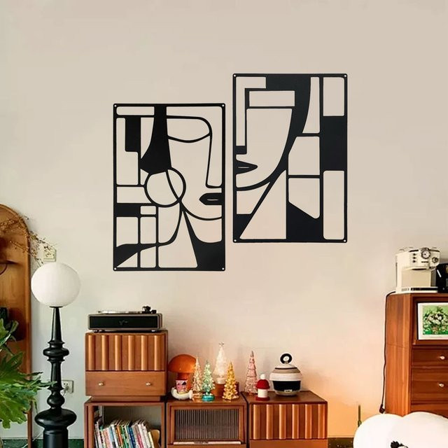 DDPNKL Abstrakte Metall-Wandkunst in Schwarz – Geometrische Wanddekoration aus Metall für ein modernes Zuhause - Bild 1