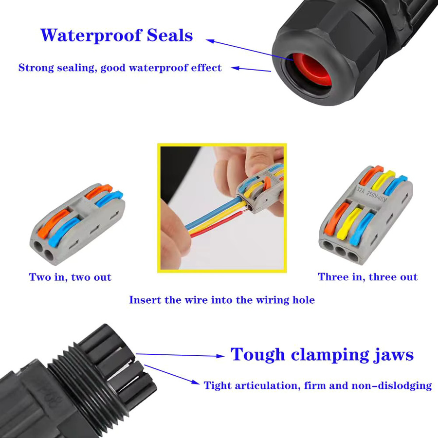 AOKIN 2er Set IP68 Wasserdichte Anschlussdose für Outdoor Kabelanschluss mit 2pin und 3pin Schnellanschluss - Bild 4