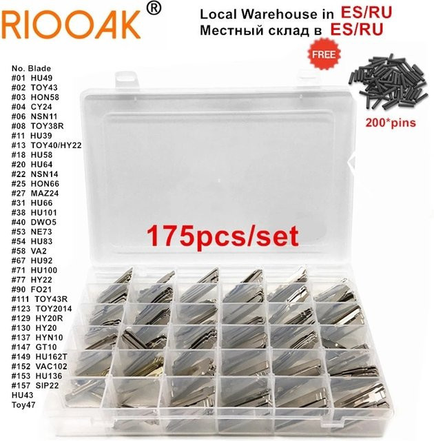 175 Stück Autoschlüssel Blank Flip Folding Remote KD VVDI Schlüsselblatt mit 200 Pins für JMD VVDI KEYDIY KD Remote in Silber - Bild 1