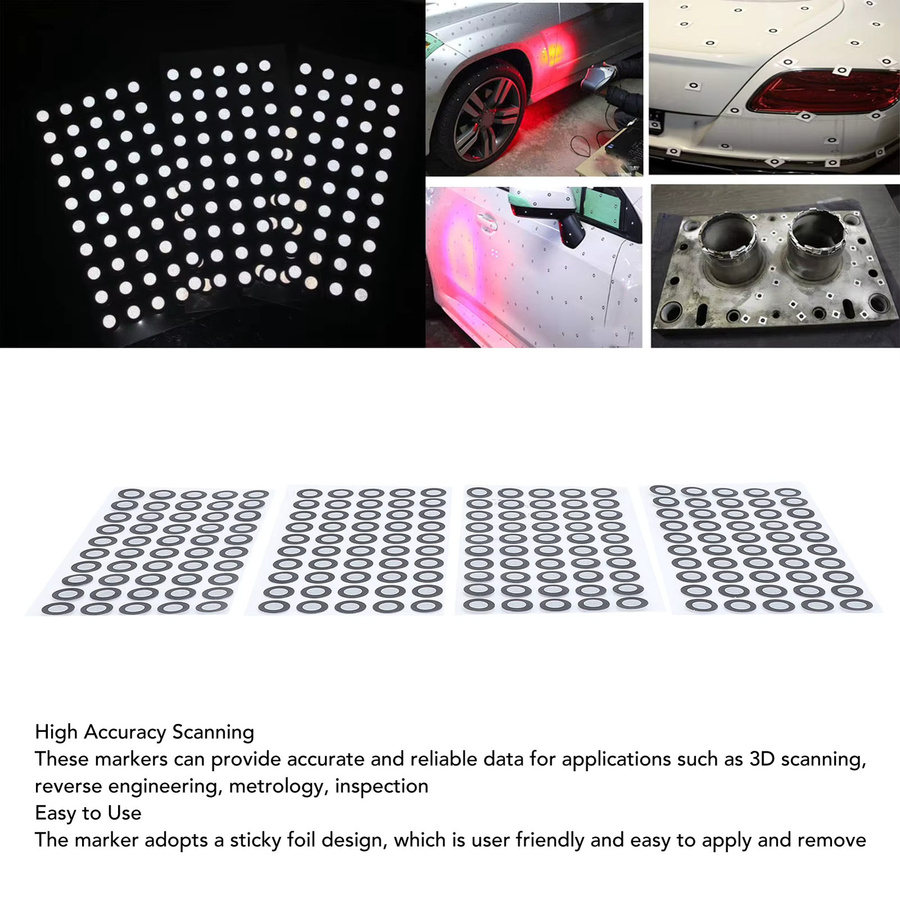 500 Stück 3D-Scan-Marker mit 6 mm Innendurchmesser und 10 mm Außendurchmesser, diffuse Reflexionsmarker für 3D-Scan-Tracking-Punkte - Bild 2