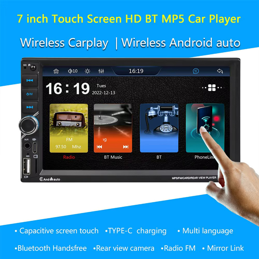ESSGOO 7 Zoll Autoradio 2DIN MP5 Player mit HD Touchscreen, Bluetooth und Mirror Link in Schwarz - Bild 3