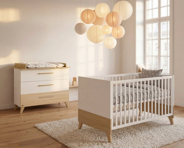 Roba Kinderzimmerset Theo aus Massivholz in Weiß und Eiche Dekor - Bild 1