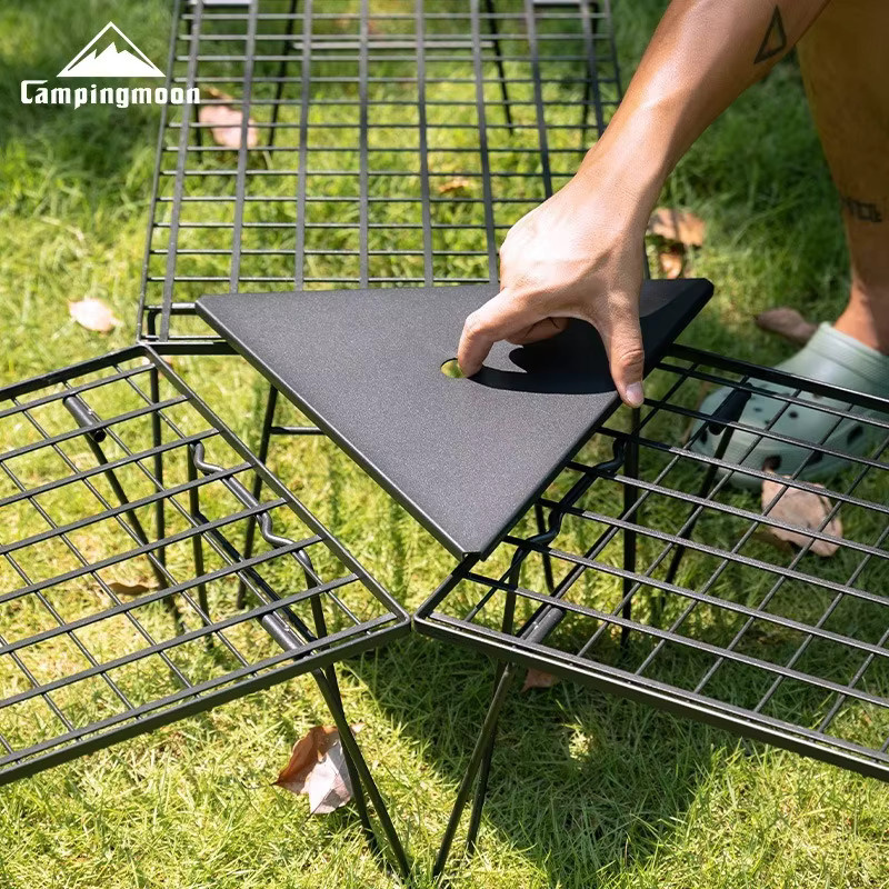 CAMPINGMOON T-2357BK Klappbarer Outdoor-Netztisch aus Aluminiumlegierung in Schwarz, Dreieckige Erweiterungsplatte für Camping und Outdoor - Bild 3