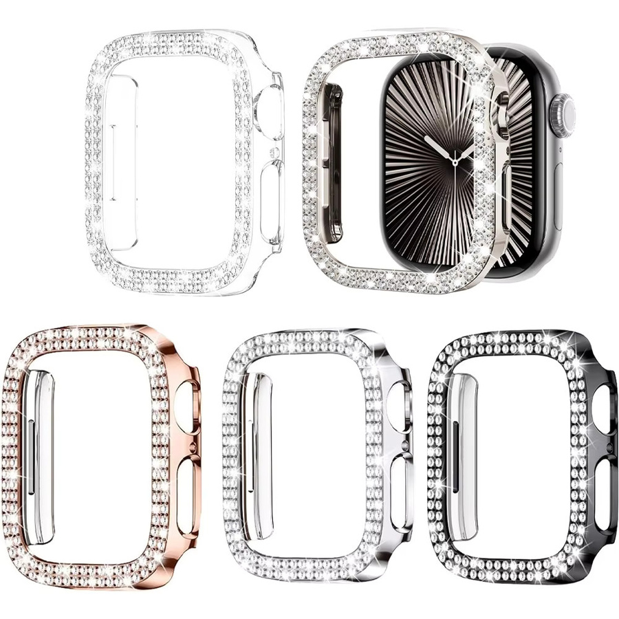 LCAPLE Diamant-Abdeckung für Apple Watch, Edelstahl, Silber, Unisex - Bild 5