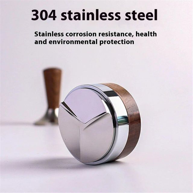 XINCHEN Kaffeeverteiler aus Walnussholz und Edelstahl, höhenverstellbarer Espresso-Nivellierer und Tamper, Braun/Silber, Durchmesser: 51 mm, 53,3 mm oder 58,5 mm - Bild 1