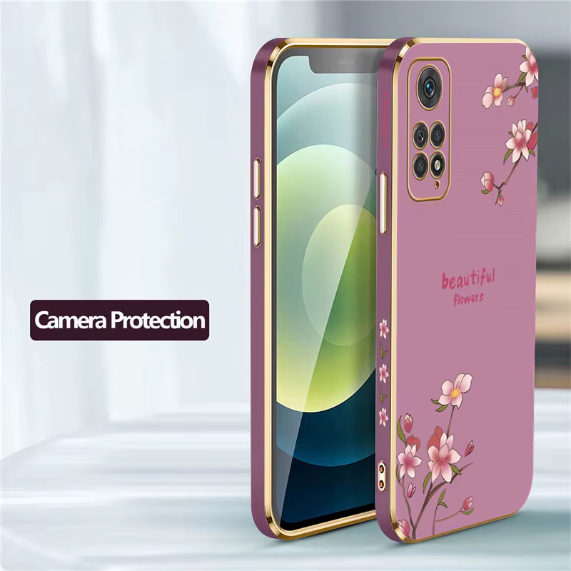 Luxus Silikon Handyhülle mit Blumenmuster für Xiaomi Redmi Note 11 10 8 9 Pro 9s 12 Turbo und iPhone 13 12 Pro Plus, stoßfest, in Schwarz oder Pink - Bild 3