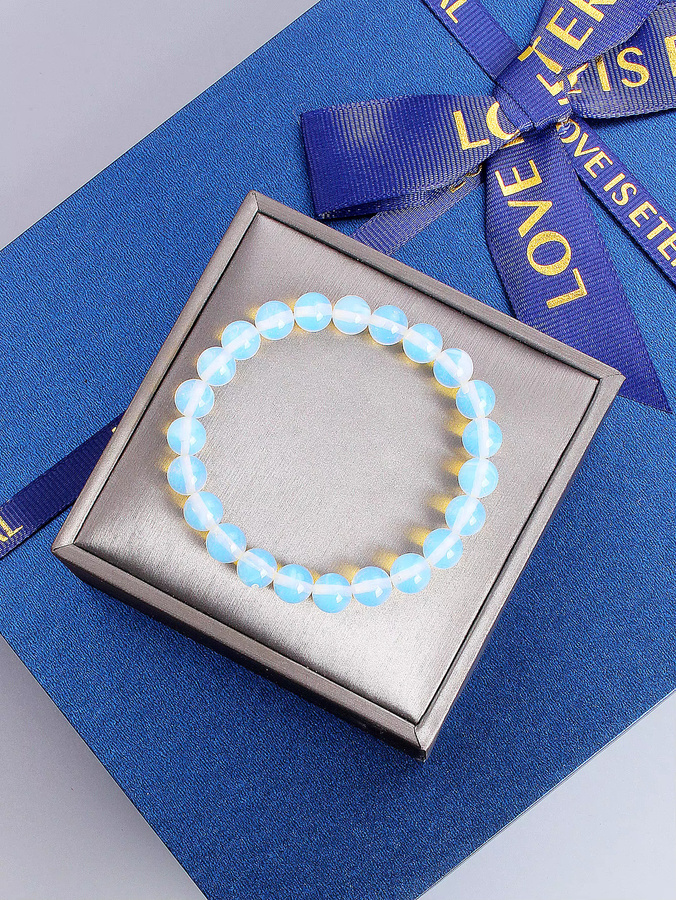 Perlenarmband Naturstein-Opal, Weiß, Unisex - Bild 2