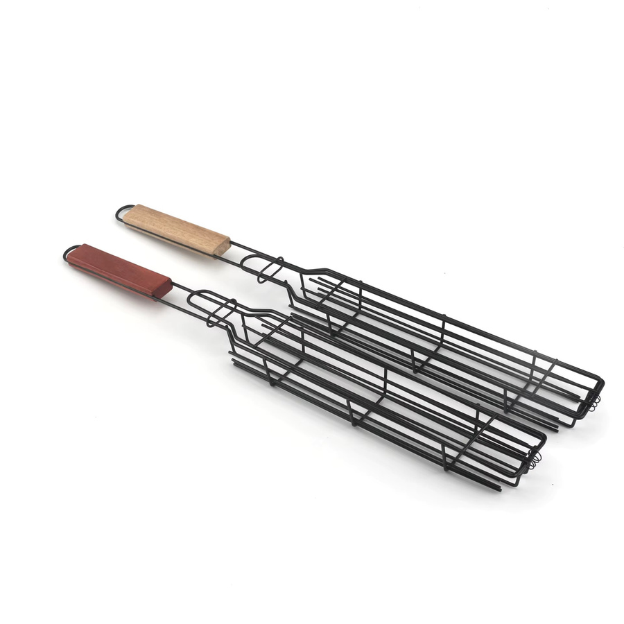 MAGICKIT Grillkäfig mit Holzgriff in Rot für Camping und Holzkohle Grillen - Bild 4