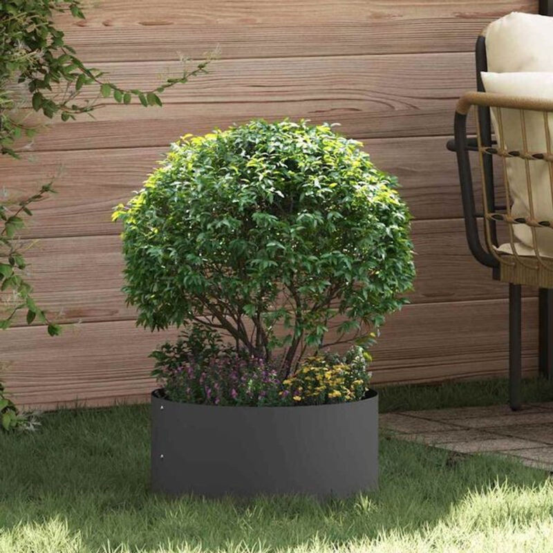 Gartenblumentopf aus Stahl in Schwarz von Vidaxl, B/T/H: 40 x 40 x 20 cm - Bild 1