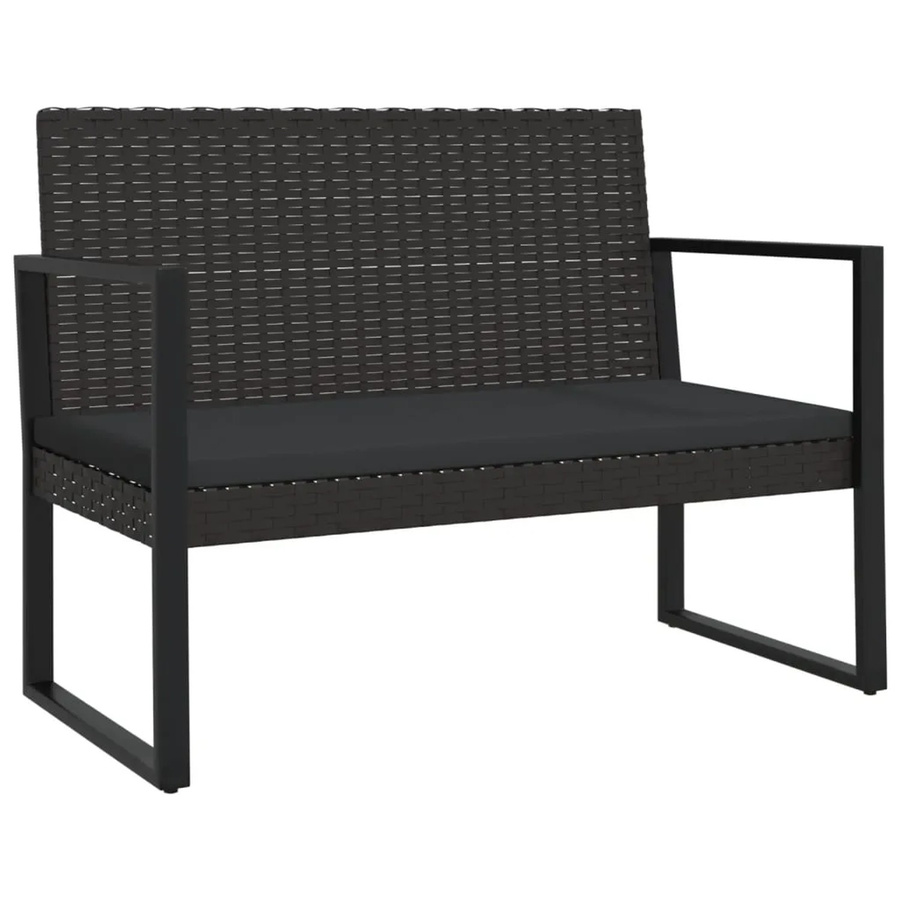 vidaXL Gartenbank aus Poly Rattan mit Kissen in Schwarz, Breite: 106 cm - Bild 2