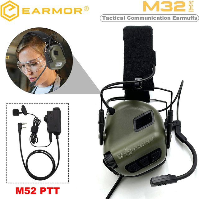 EARMOR M32 SE Taktisches Headset Anti-Lärm-Kopfhörer mit EARMOR M52 PTT-Adapter für Kenwood - Bild 1