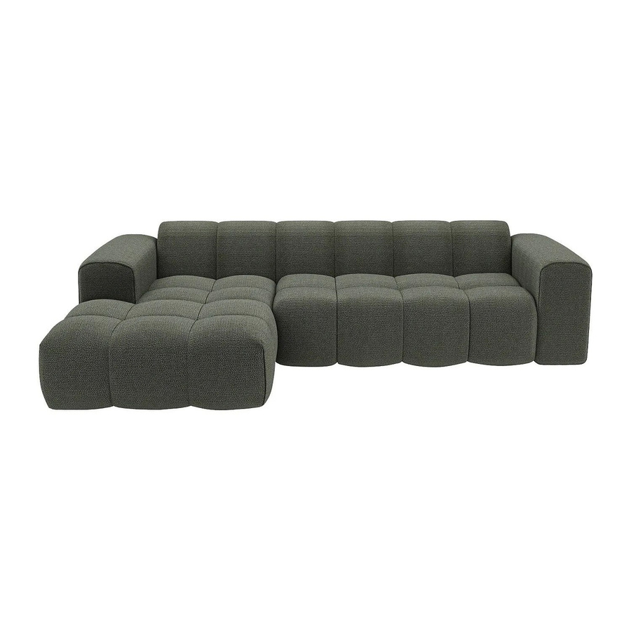 Maison Céphy Sofa Caleso in Grün mit Chenille-Stoff, L-Form, Breite: 284 cm - Bild 2