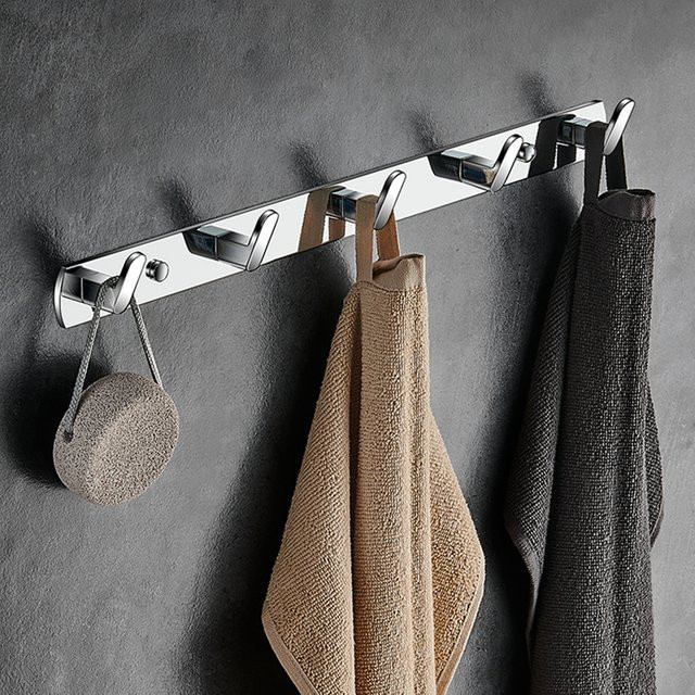 BAKALA Chrom-Wandhaken aus Metall für Badezimmer, Küche, Schlafzimmer und Flur in Silber und Grau - Bild 1