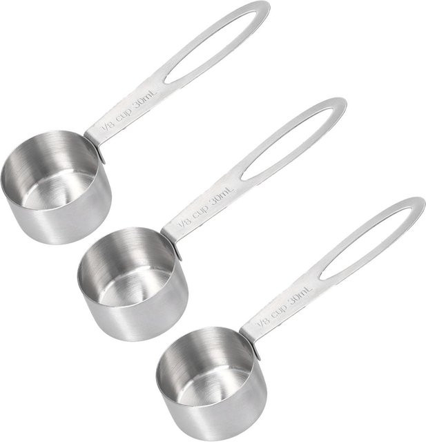 TOMTOP JMS 3-teiliges Messlöffel-Set aus Edelstahl, stapelbar, Farbe: Silber/Weiß - Bild 1