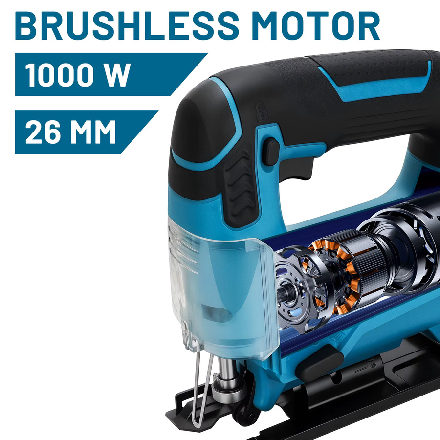 Gisam bürstenlose elektrische Stichsäge mit 26 mm Schnitttiefe und 3500 U/min, multifunktionales Elektrowerkzeug für Holzbearbeitung, kompatibel mit Makita 18 V-Akkus - Bild 3