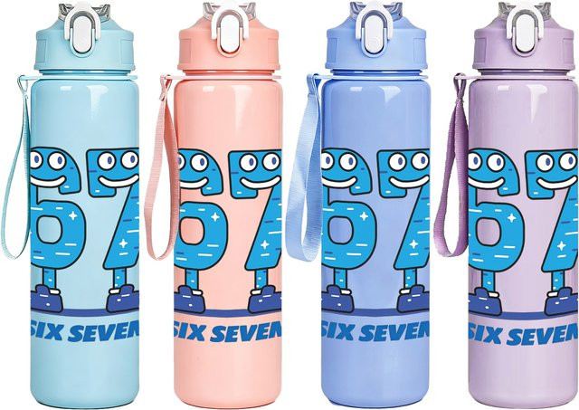 WIFEFUN Sportwasserflasche mit Cartoon-Design, wiederverwendbar, Blau/Lila, 750 ml - Bild 1