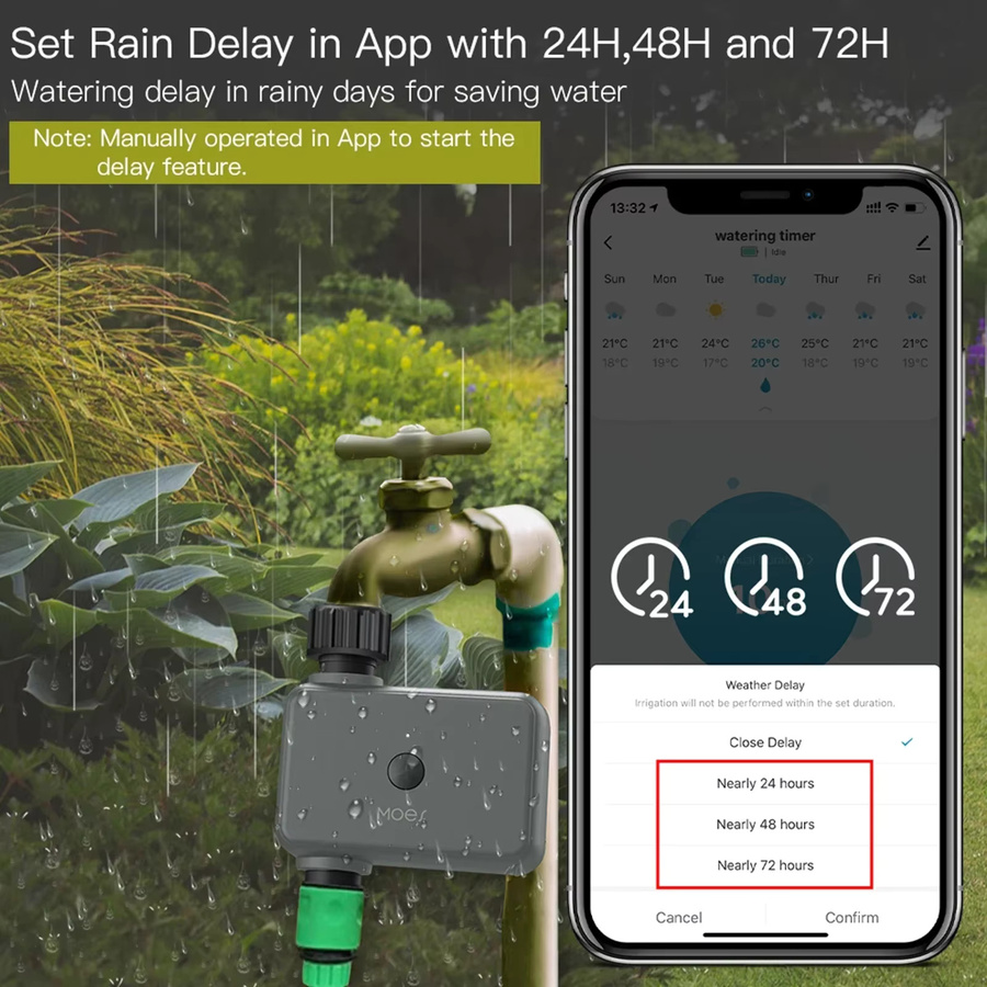 MOES ZigBee Smart Sprinkler Wassertimer mit 1-Ausgang und Filter, programmierbarer Bewässerungstimer in Grau, kompatibel mit Alexa und Google Home - Bild 3