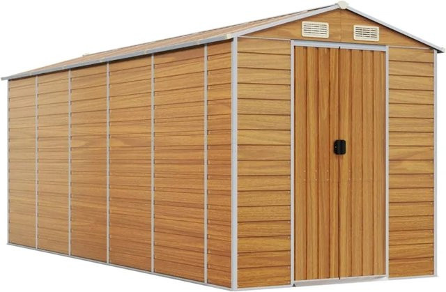 vidaXL Gerätehaus aus verzinktem Stahl in Braun, B/T/H: 470 x 191 x 198 cm - Bild 1