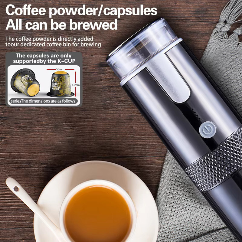 Tinsol Tragbarer Elektrischer Kapsel-Kaffeeautomat in Schwarz für K-Cups und gemahlenen Kaffee - Bild 2