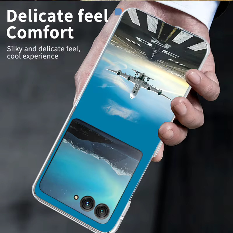 Stoßfeste Handyhülle mit Flugzeug-Illustration für Motorola Razr 70 60 50 Ultra und Razr 40 Ultra aus hartem PC - Bild 4