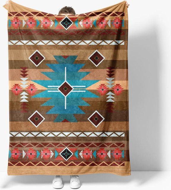 Living Need F Fleecedecke im Navajo-Stil mit Stammesmuster, Flanell-Überwurf in Multicolour, B/B: 100 x 150 cm - Bild 1