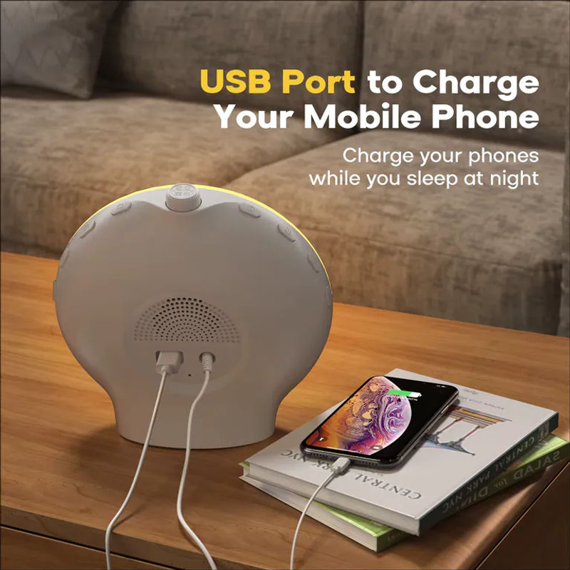 Niditon Wake Up Light Wecker mit Sonnenaufgang und Sonnenuntergang Simulation, Digitaluhr mit Nachtlicht und FM Radio, Weiß - Bild 4