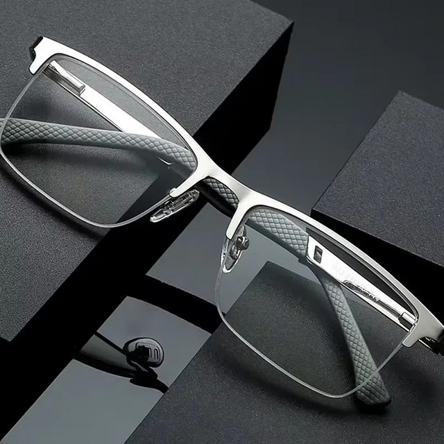 Herren Lesebrille Half-Frame, Metall, silber, rechteckig - Bild 1