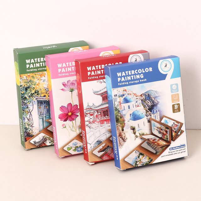 Bview Art Künstlerisches Aquarell-Set mit 12 Pannen in Pink und Multicolour inklusive erweiterbarem Kraftpapier-Ordner als kompaktes Reise-Malzubehör - Bild 1