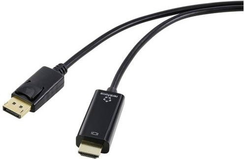 Renkforce DisplayPort auf HDMI Adapterkabel Schwarz, Länge: 1,00 m, Modell RF-5179186 - Bild 1