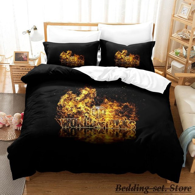 World Of Tanks Bettwäsche Set für Einzelbetten, 3-teiliges Anime Schlafzimmer Set, B/H: 135 x 200 cm - Bild 1