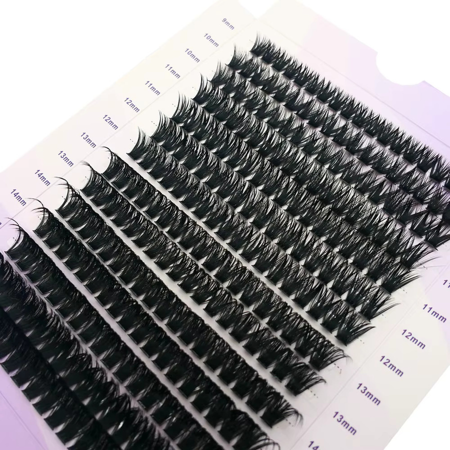 Anlinnet Falsche Wimpern, Schwarz, Natürlich, 252 Cluster, 9–16 mm - Bild 5