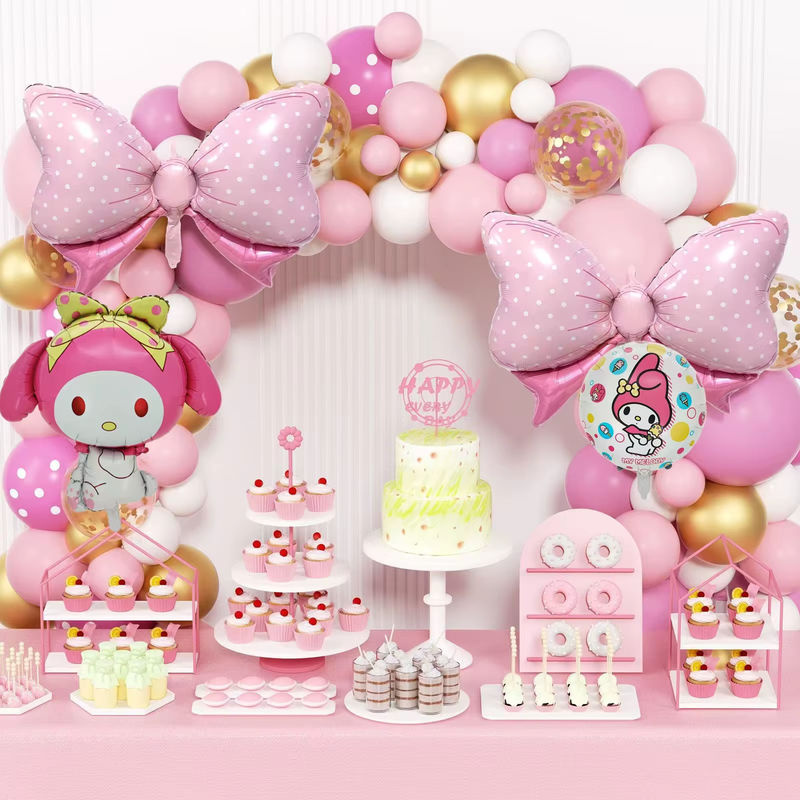 109-teiliges Sanrio Kuromi Folienballon-Set für Kindergeburtstage in Rosa mit Zahlenballons 40 Zoll - Bild 2