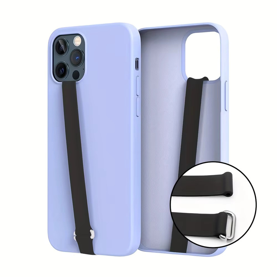 Apple Silikon-Handyhülle mit verstellbarem Handschlaufe für iPhone 11 und iPhone 12 Pro Max, Schwarz - Bild 2