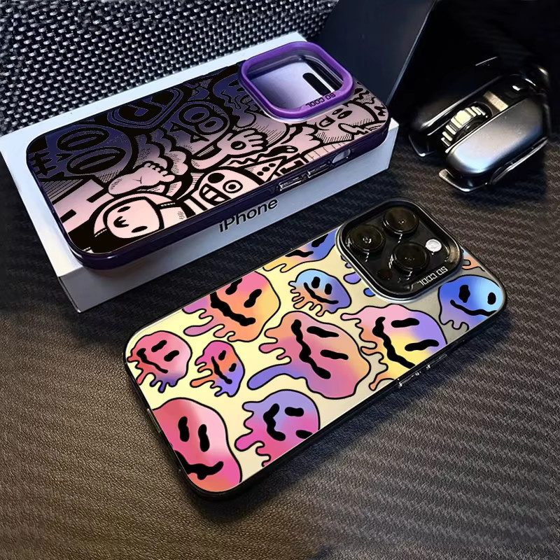 Ghost Face Graffiti Handyhülle mit Galvanisierung in Silber für iPhone XS X XR 7 8 Plus sowie iPhone 11 12 13 14 15 16 Pro Max - Bild 2