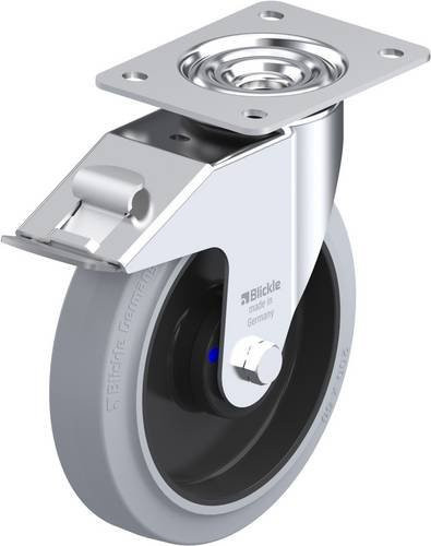 Blickle Lenkrolle LE-POEV 200XKA-FI-SG mit Feststeller, Rad-Durchmesser: 20 cm, Tragfähigkeit: 300 kg, Farbe: Grau/Schwarz/Silber - Bild 1