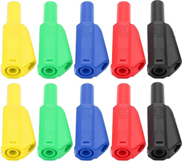 2er-Set U29 isolierte Bananenstecker 4mm für elektrische Prüfungen in den Farben Rot, Schwarz, Gelb, Grün und Blau - Bild 1