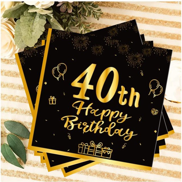 20 Stück Geburtstag Servietten in Schwarz und Gold aus Papier für deine Party Dekoration - Bild 1
